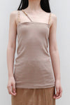 BASERANGE Ribbed Cotton Needle Tank Top TONI and TOTV Collection Made in Portugal TOTV-RC-AU23-TSM Dehydrated Beige TONI